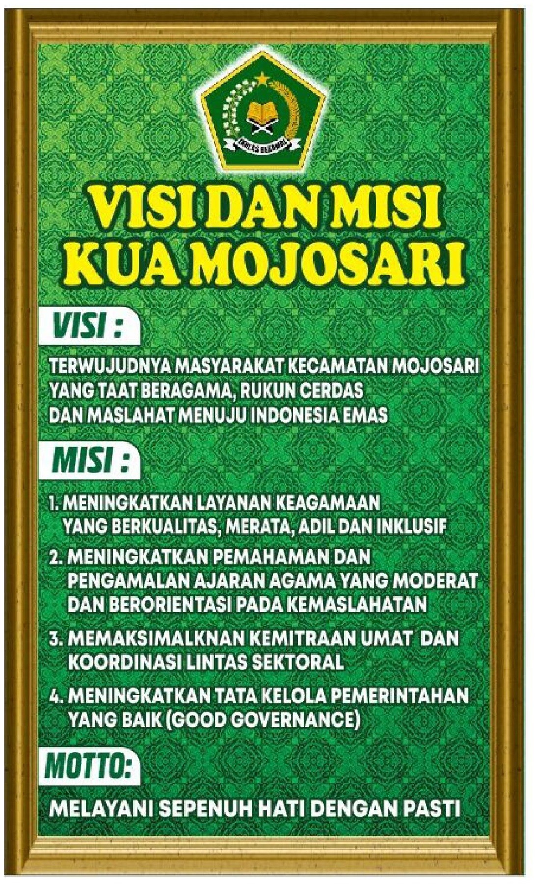 VISI DAN MISI KUA MOJOSARI 2024